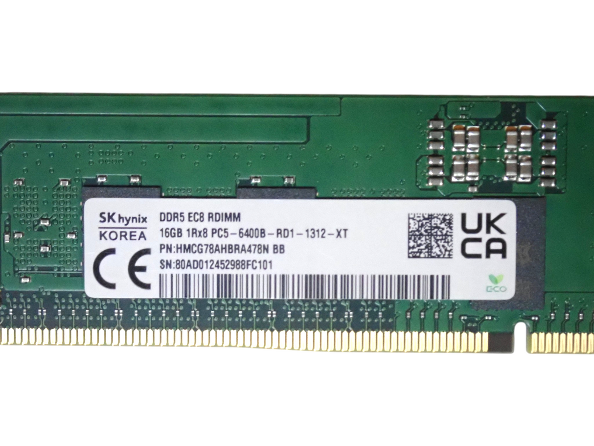 NEW SK Hynix 16GB 1Rx8 PC5-6400B DDR5-51200 ECC EC8 RDIMM Memory HMCG78AHBRA478N