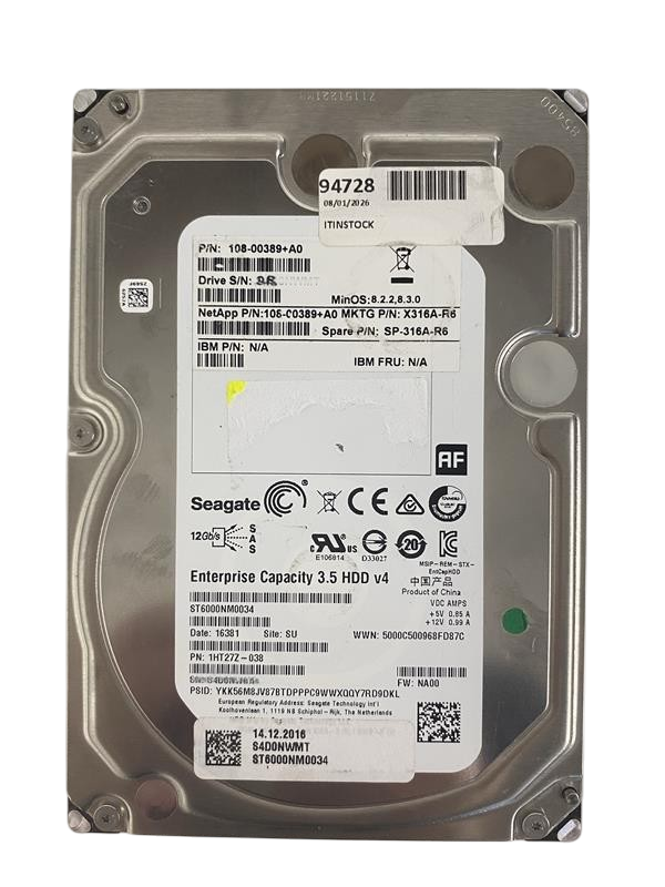 Seagate 6TB 7.2K 12G SAS 3.5" LFF Enterprise HDD ST6000NM0034 1HT27Z-001