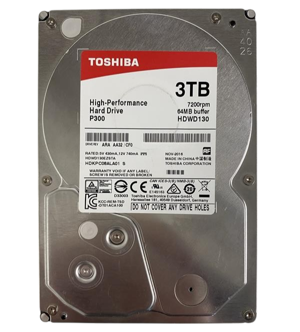 Toshiba P300 3TB 7.2K SATA 6G 3.5″ LFF Hard Drive HDD HDWD130UZSTA HDWD130
