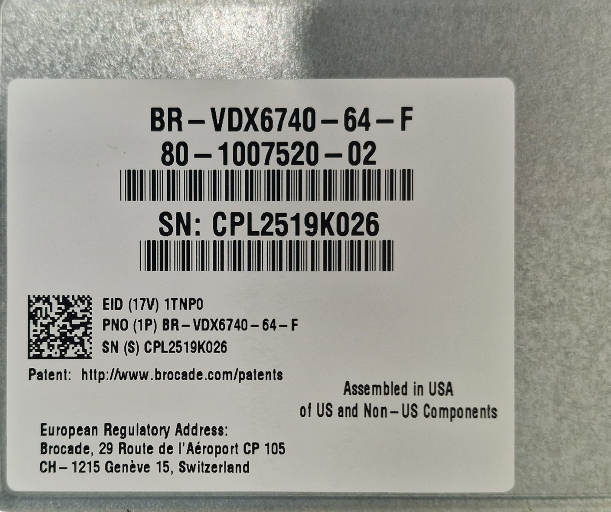 Brocade VDX 6740 48-Port 10GbE SFP+ 4x 40GbE QSFP+ Layer 3 F2B Switch VDX6740