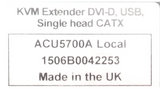 Black Box ACU5700A KVM Extender DVI-D USB Single Head CATX 490FT L & R Units