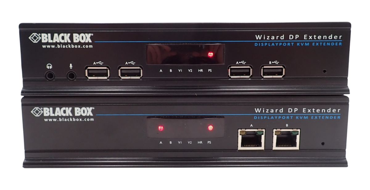 Black Box Wizard DP4030X ACU5800A Dual-Head DP KVM Extender Pair over CATx