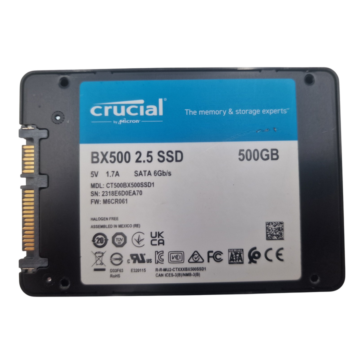 Crucial 500GB SATA 6G 3D NAND 2.5" Solid State Drive SSD CT500BX500SSD1