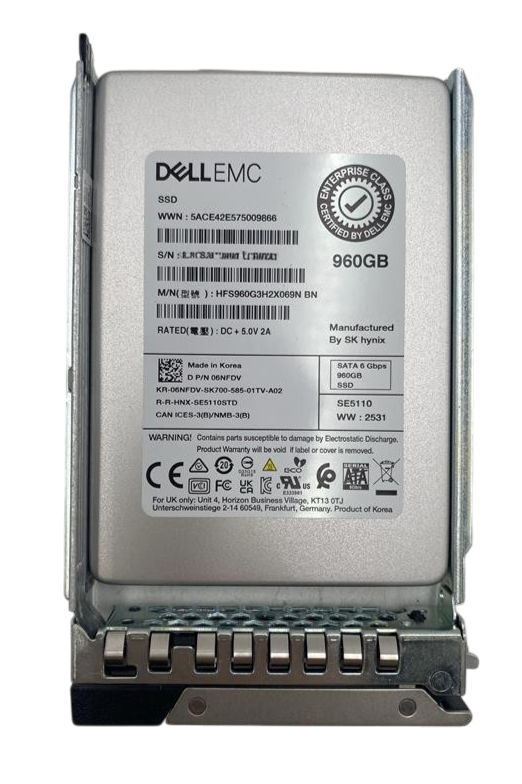 NEW Dell 960GB 6G SATA TLC RI 2.5" SFF SSD with Caddy - 6NFDV 06NFDV