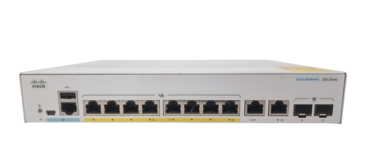 Cisco Business 250 CBS250-8FP-E-2G 8x 1GbE RJ45 2x Combo Managed Switch