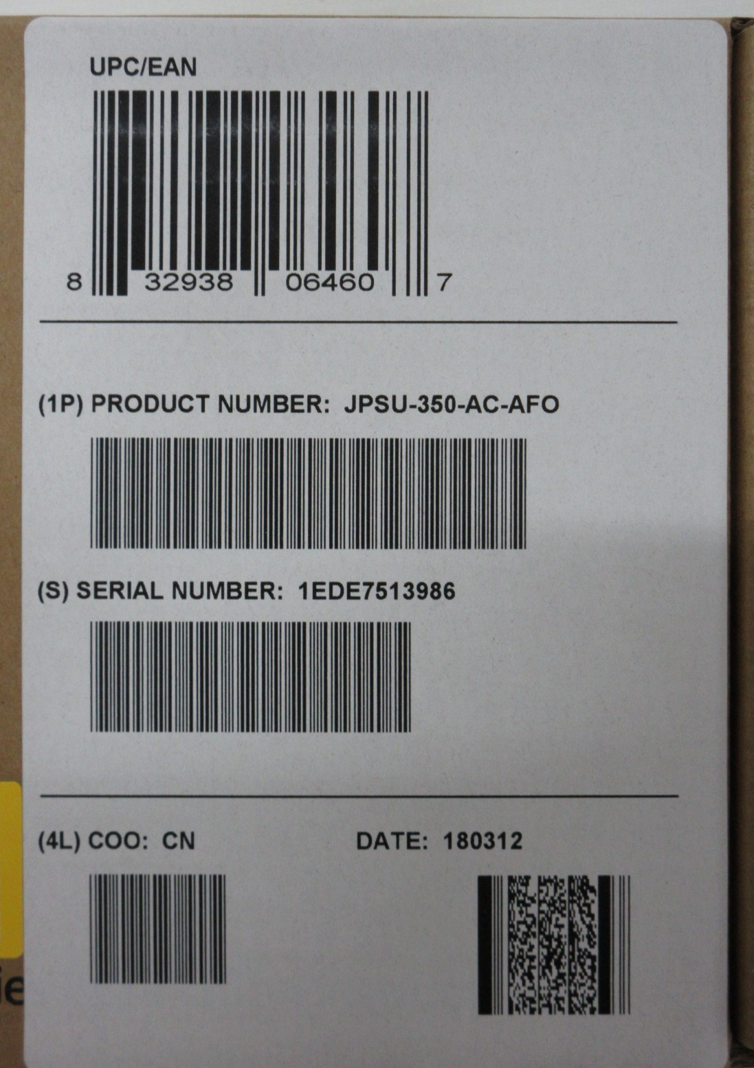 NEW Juniper Networks EX4300 JPSU-350-AC-AFO Front-to-Back 350W Power Supply PSU
