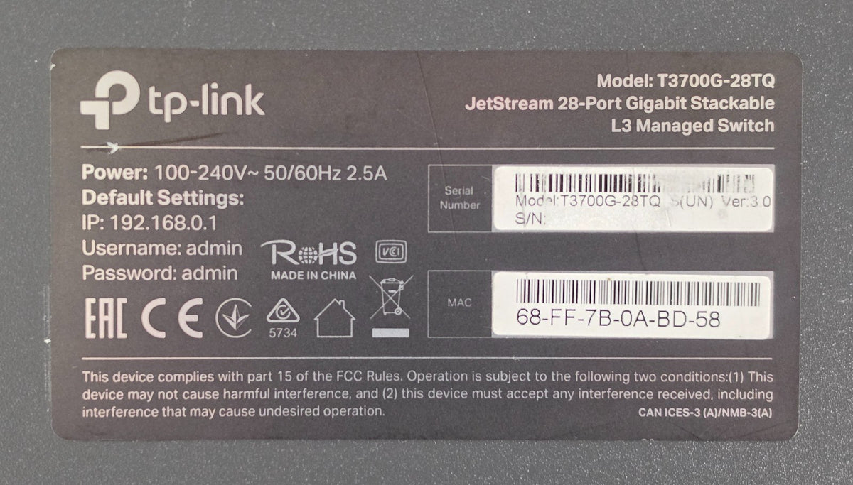 TP-Link T3700G-28TQ JetStream 28-Port Gigabit Stackable Layer 3 Managed Switch
