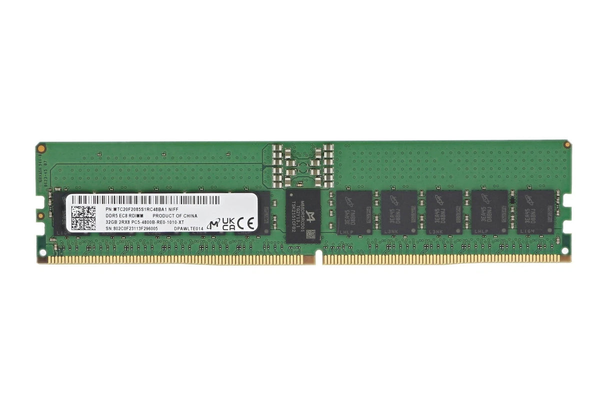 Micron 32GB 2RX8 PC5-4800B DDR5-38400 ECC RDIMM Memory RAM MTC20F2085S1RC48BA1