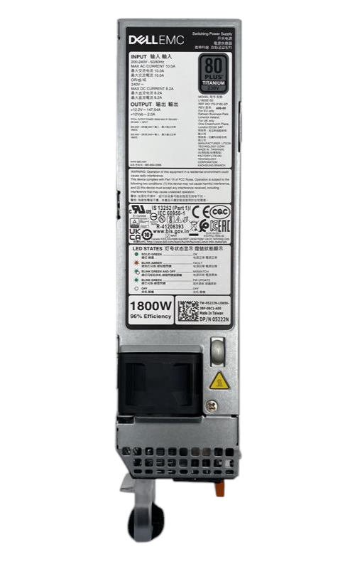 Dell Poweredge G15/G16 1800W 80 Plus Titanium Power Supply PSU - 5222N 05222N