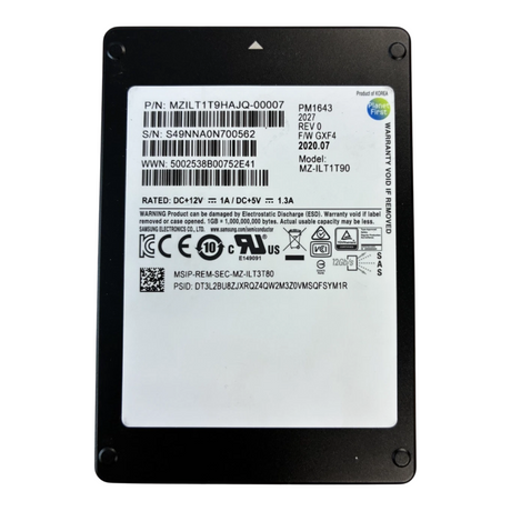 Samsung PM1643a 1.92TB SAS 12G Enterprise TLC 2.5" SSD MZILT1T9HBJR-00007