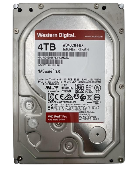 Western Digital WD Red 4TB 7.2K 6G SATA 3.5" LFF NAS HDD Hard Drive WD4003FFBX