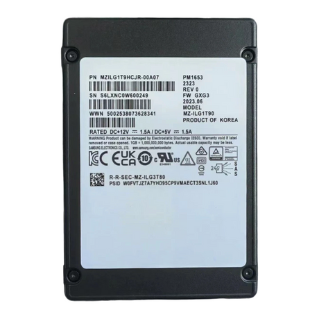 Samsung PM1653 1.92TB SAS 24G Enterprise V-NAND 2.5" SSD MZILG1T9HCJR-00A07