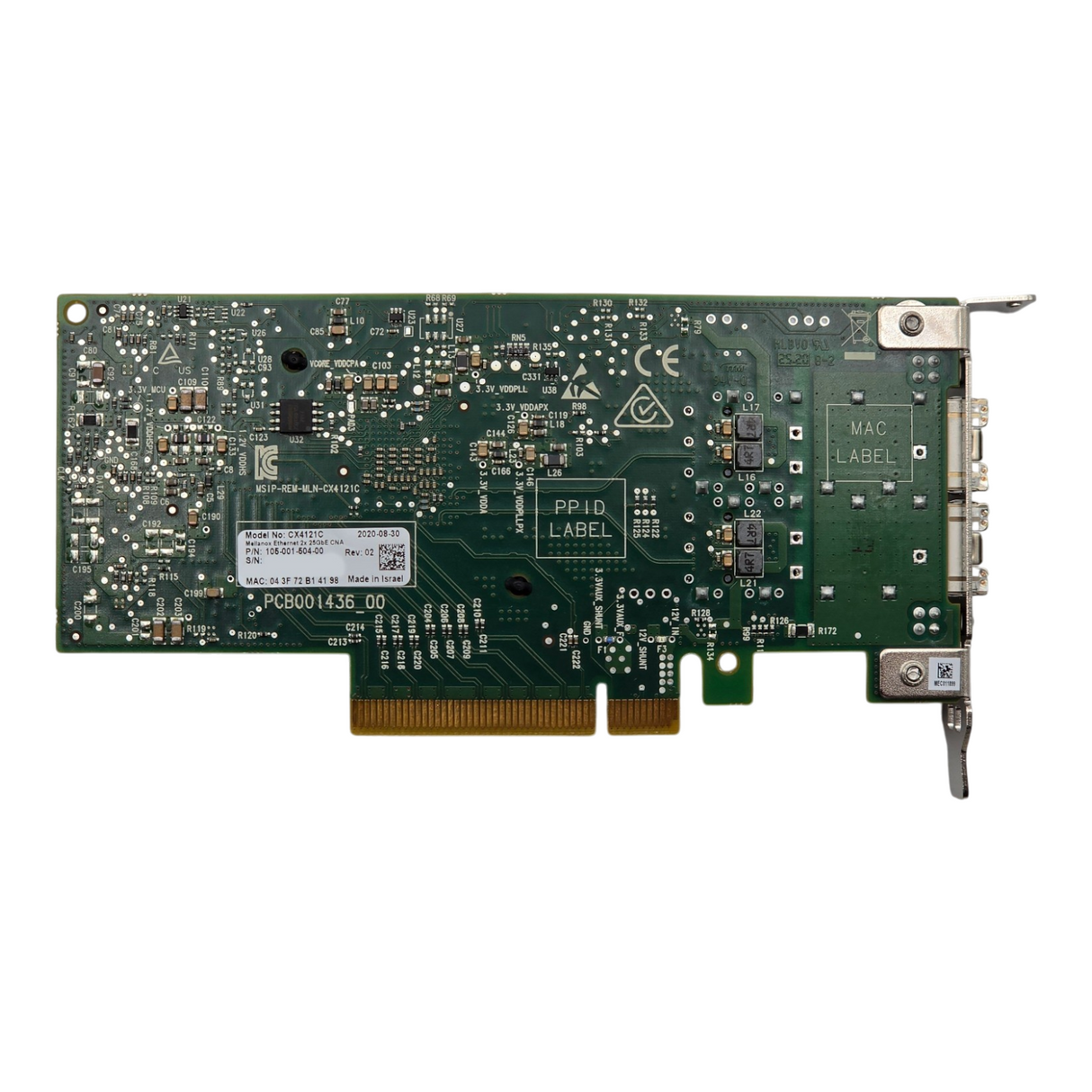 Dell EMC Mellanox CX4121C ConnectX-4 Lx 2x 25GbE SFP28 PCIe NIC 105-001-504-00