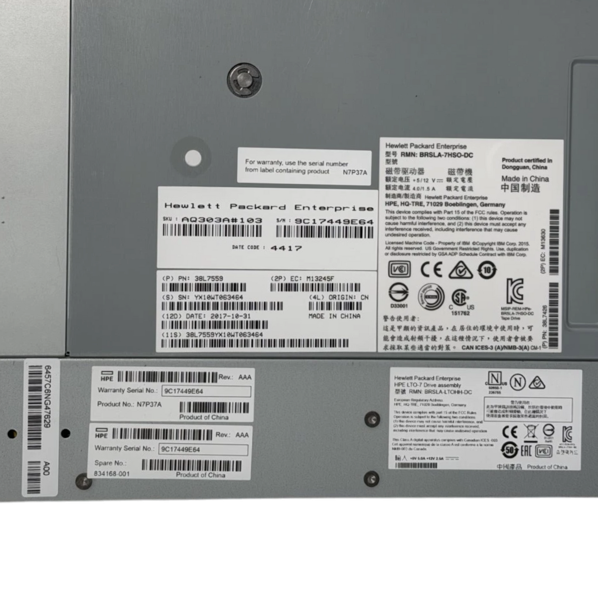 HPE MSL LTO-7 Ultrium 15000 SAS HH Tape drive for Autoloader N7P37A 834168-001