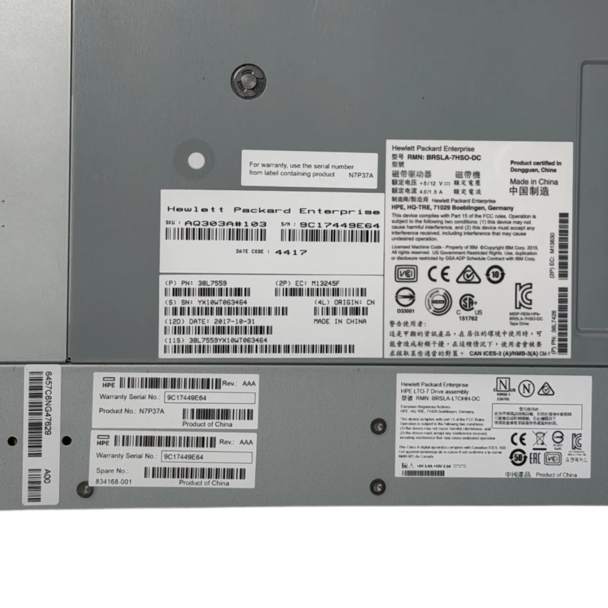 HPE MSL LTO-7 Ultrium 15000 SAS HH Tape drive for Autoloader N7P37A 834168-001