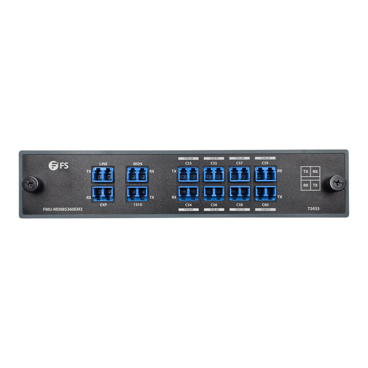 FS FMU-MD085360EM3 8-Ch 100G C53-C60 DWDM MUX DMX Dual Fiber FMU Plug-In Module