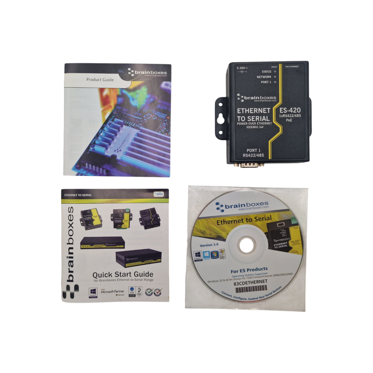 NEW Brainboxes ES-420 1-Port RS422/485 PoE Ethernet to Serial Adapter
