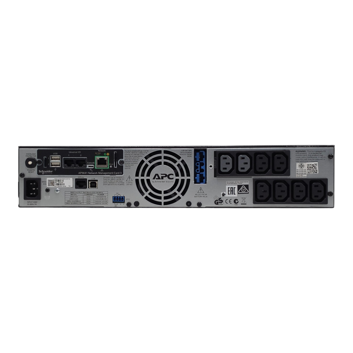 APC SMX750I Smart-UPS X 600W/750VA 8x C13 230V 2U Rackmount UPS + AP9641 Card