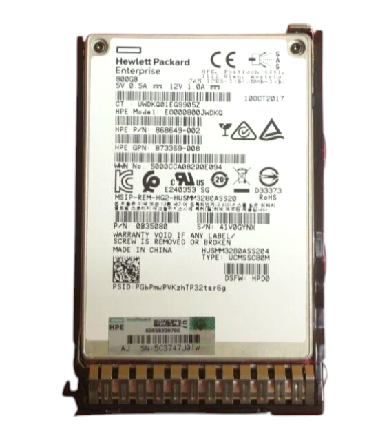 HP 800GB SAS 12G 2.5" Hot-Plug WI Solid State Drive SSD 873564-001 873355-B21