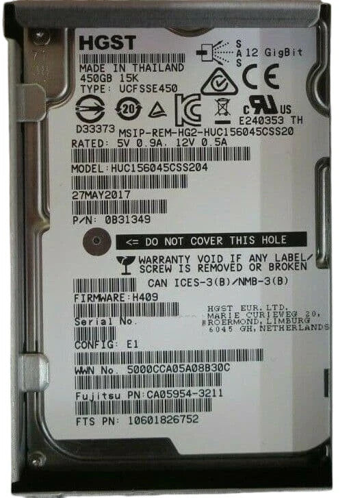 Fujitsu CA07237-E625 450GB 15K 12G 12Gb/s SAS 2.5'' HDD 3.5" DX60 DX80 S2