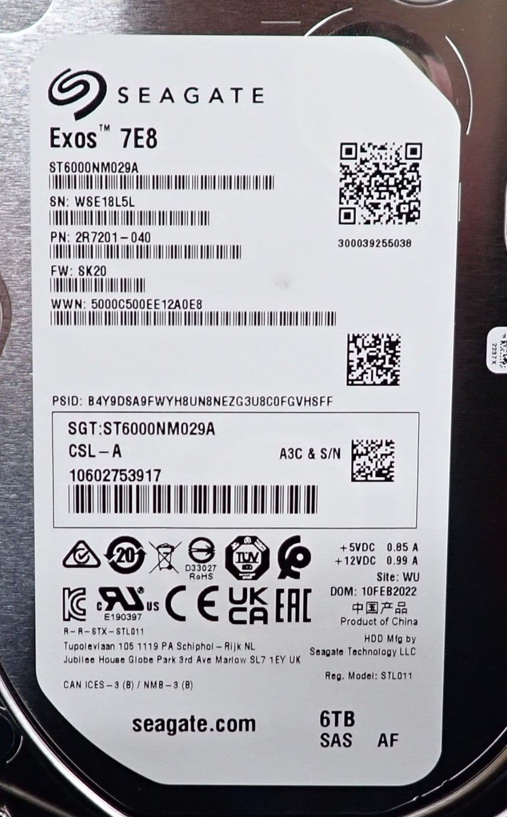 NEW Fujitsu Eternus 6TB 7.2K SAS 12G LFF Hard Drive FTS:ETJ4NB6A-L-W For JX40 S2
