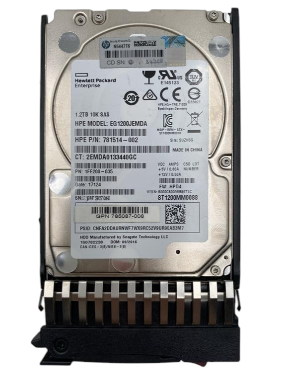 HPE 1.2TB 10K 12G SAS 2.5" SFF HDD Hard Drive + Caddy 785079-B21 785415-001