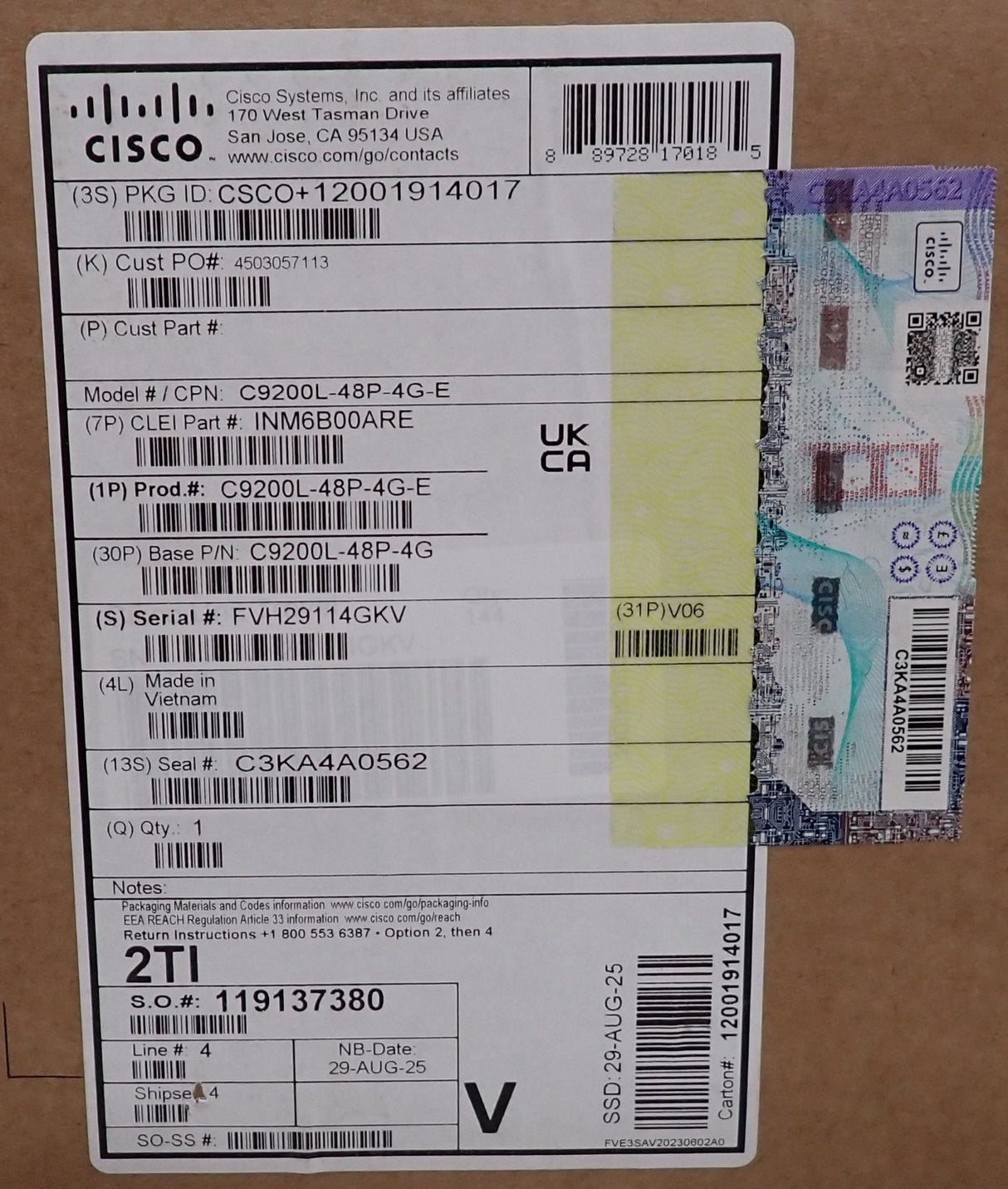 NEW Cisco C9200L-48P-4G-E Catalyst 9200L 48-Port PoE+ + 4x 1G uplinks L3 switch