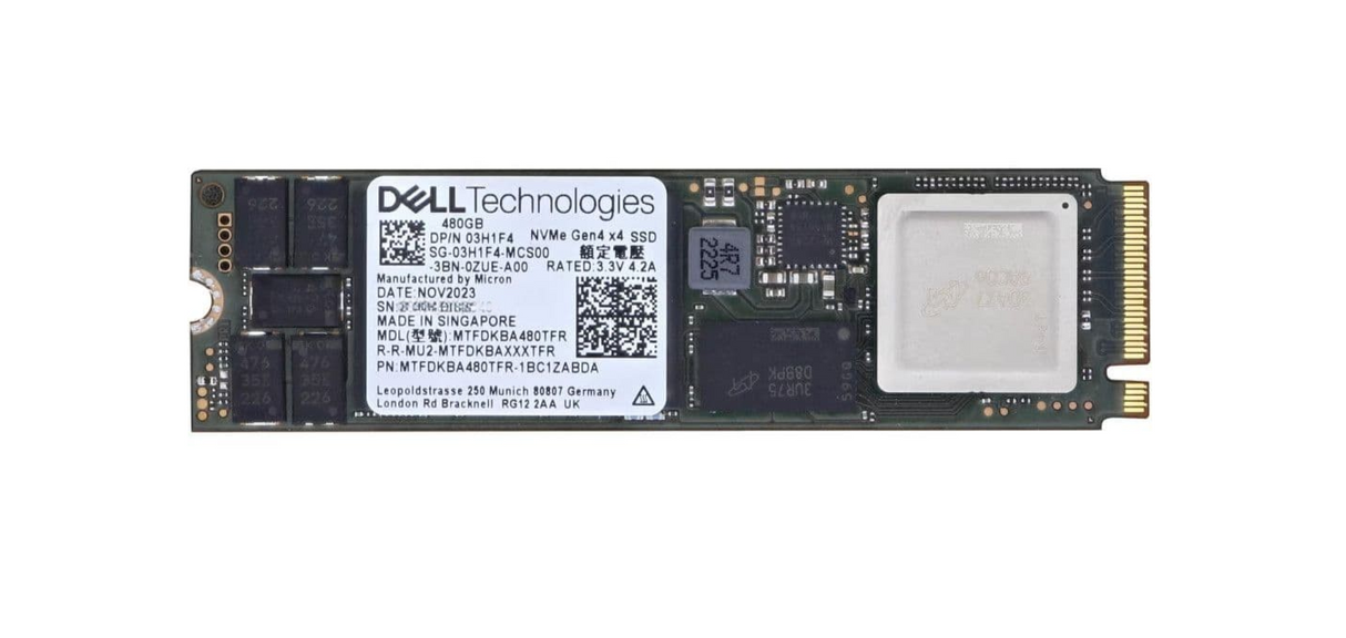 Dell 480 GB NVMe Gen4 X4 M.2 2280 RI SSD - 3H1F4 MTFDKBA480TFR-1BC1ZABDA