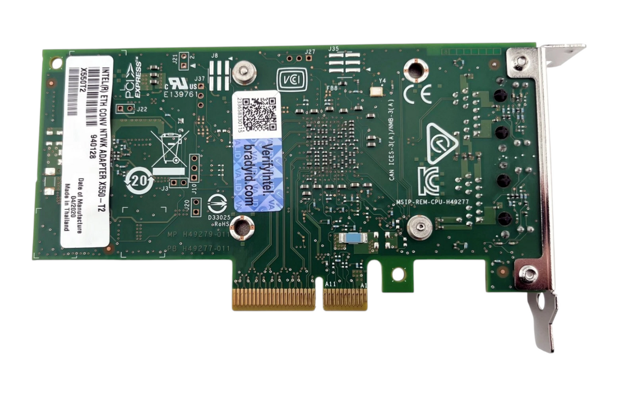 Intel X550-T2 2-Port 10Gb RJ45 10GBASE-T PCIe Network Adapter Half Height