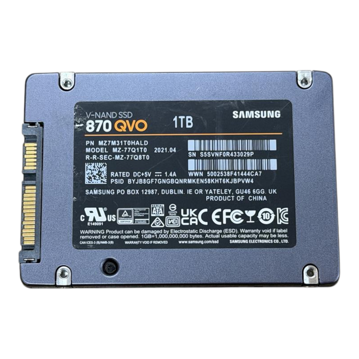 Samsung 870 QVO 1TB SATA 6G V-NAND QLC 2.5" Internal SSD MZ7M31T0HALD MZ-77Q1T0