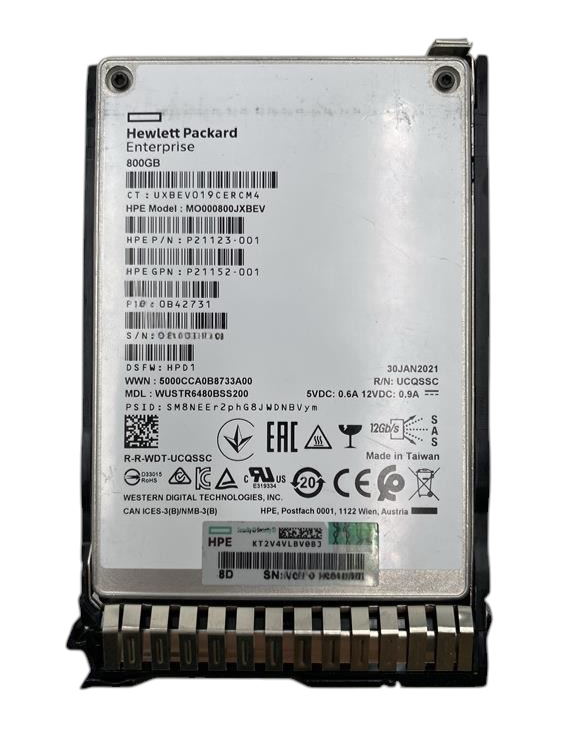 HP 800GB SAS 12G MU 2.5" SFF SSD + G8 G9 G10 Caddy - P22581-001 P21131-B21
