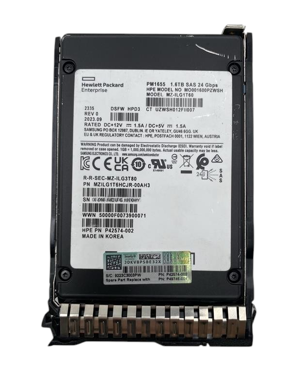 HP 1.6TB SAS 12G MU TLC 2.5" SFF SSD + G8 G9 G10 Caddy P49048-B21 P49746-001