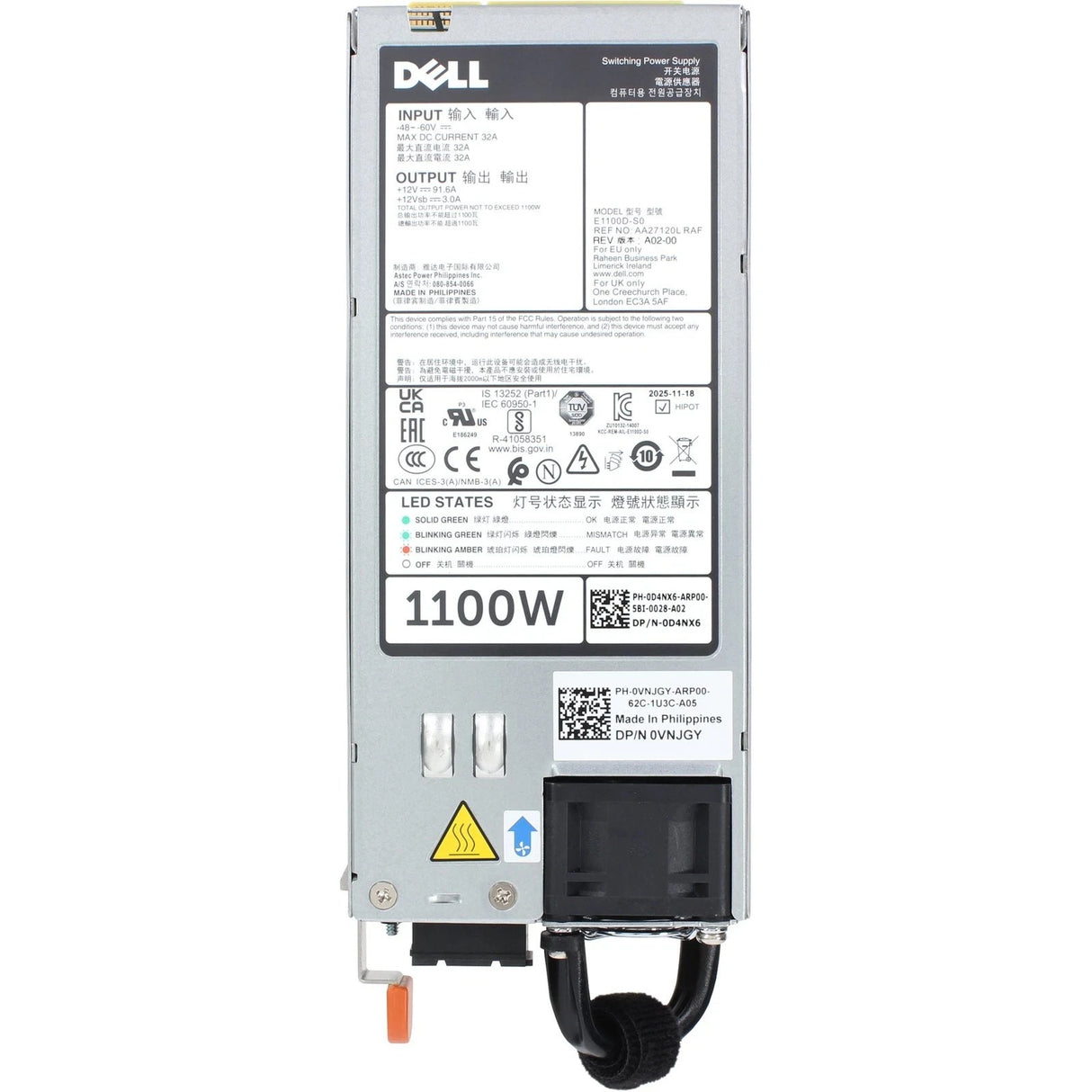 NEW Dell VNJGY 1100W DC PSU to IO Switch Power Supply Unit 48V D4NX6 0VNJGY
