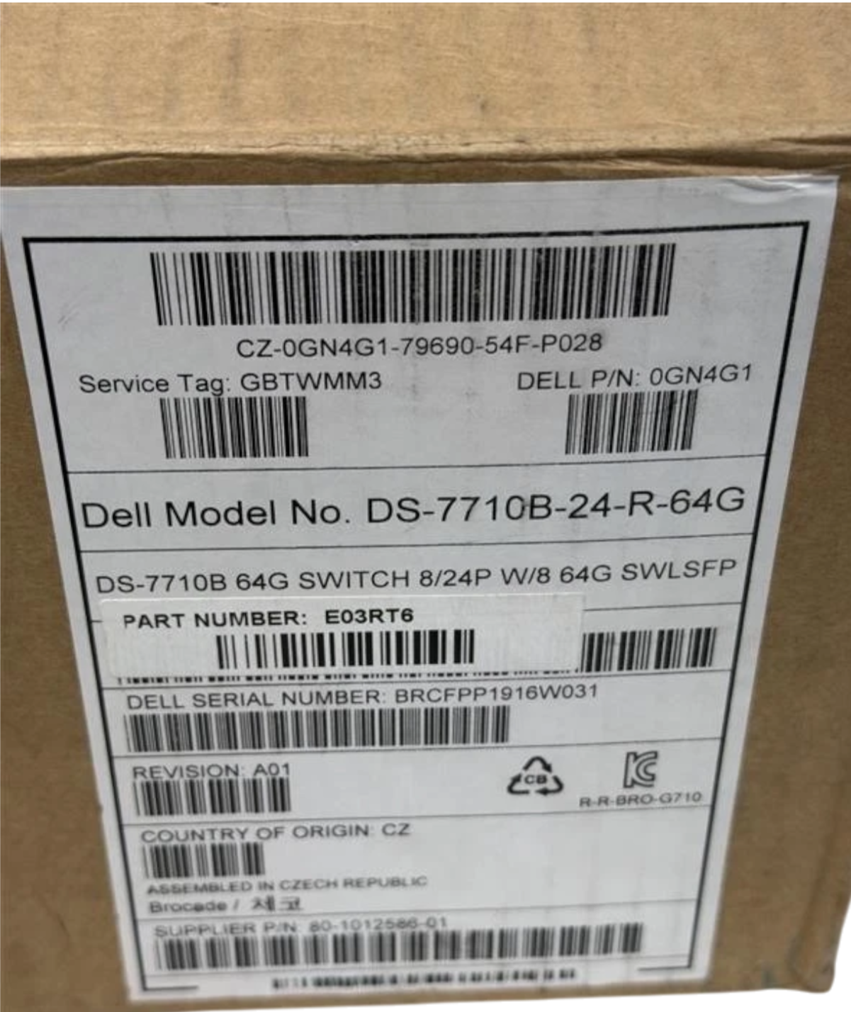 New Dell Connectrix DS-7710B 24x64G SFP+ Port 8-Active G7 FC SAN Switch GN4G1