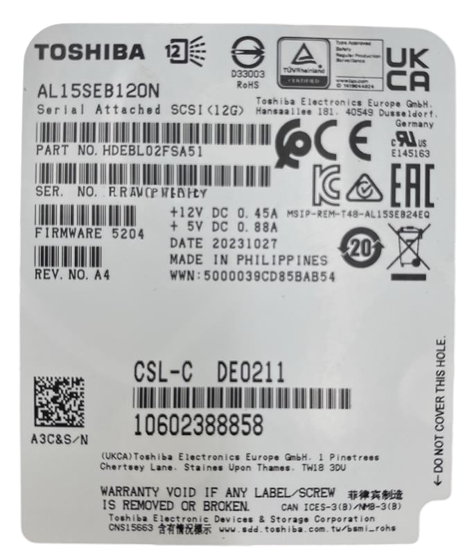 NEW Fujitsu 1.2TB 10K 12G SAS 512n 2.5" SFF HDD with Caddy S26361-F5729-L112