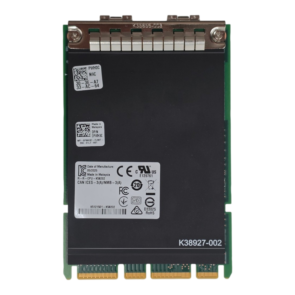 NEW Dell PWH3C IntelE810-XXVDA2 SFP28 2x 25/10/1GbE OCPv3 Network Adapter