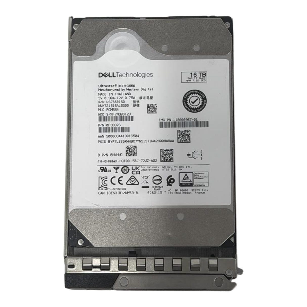 New Dell 16TB 7.2K SAS 12G 512e SED Enterprise 3.5'' HDD HNHWC WUH721816AL5205