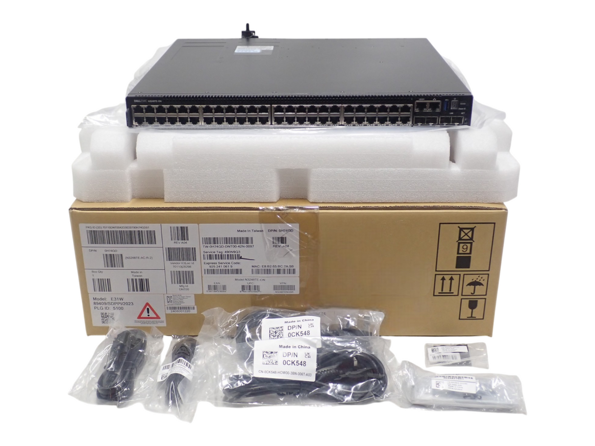NEW Dell EMC PowerSwitch N3248TE-ON 48x 1GbE RJ45 4x SFP+ 2x QSFP28 Switch
