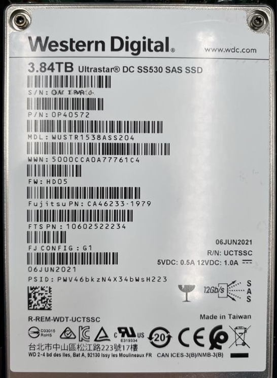 Fujitsu Western Digital 3.84TB 12G SAS RI 2.5" SFF SSD with Caddy CA08226-E656