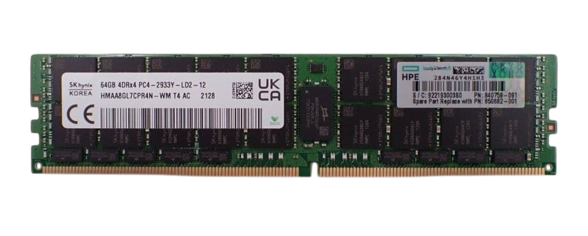NEW HPE 64GB 4DRx4 PC4-2666V DDR4-21300 ECC LRDIMM Memory 815101-B21 840759-091