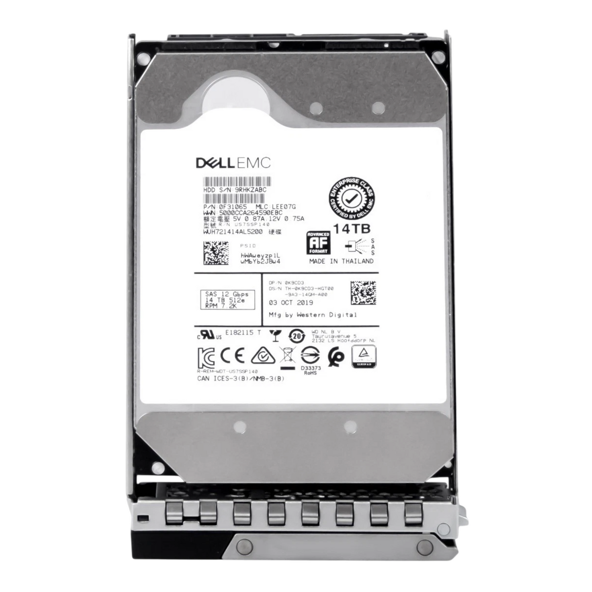 Dell 14TB 7.2K SAS 12G 512e Enterprise Class 3.5" HDD K9CD3 WUH721414AL5200