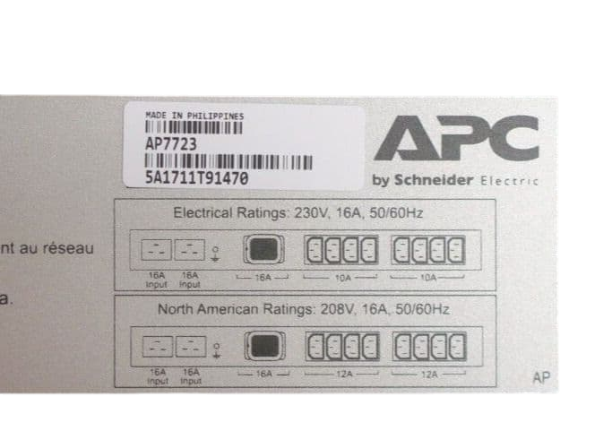 APC AP7723 Rack ATS Automatic Transfer Switch 2x C20 IN 8x C13 + 1x C19 Out 230V
