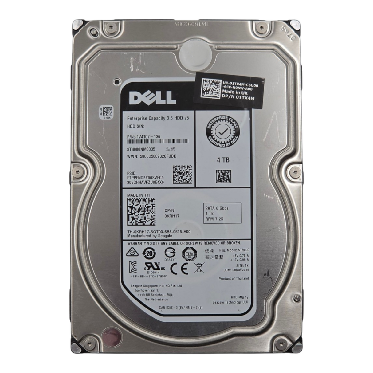 Dell KRH17 4TB 7.2K SATA 6G 3.5" 128MB LFF HDD Hard Drive ST4000NM0035 0KRH17