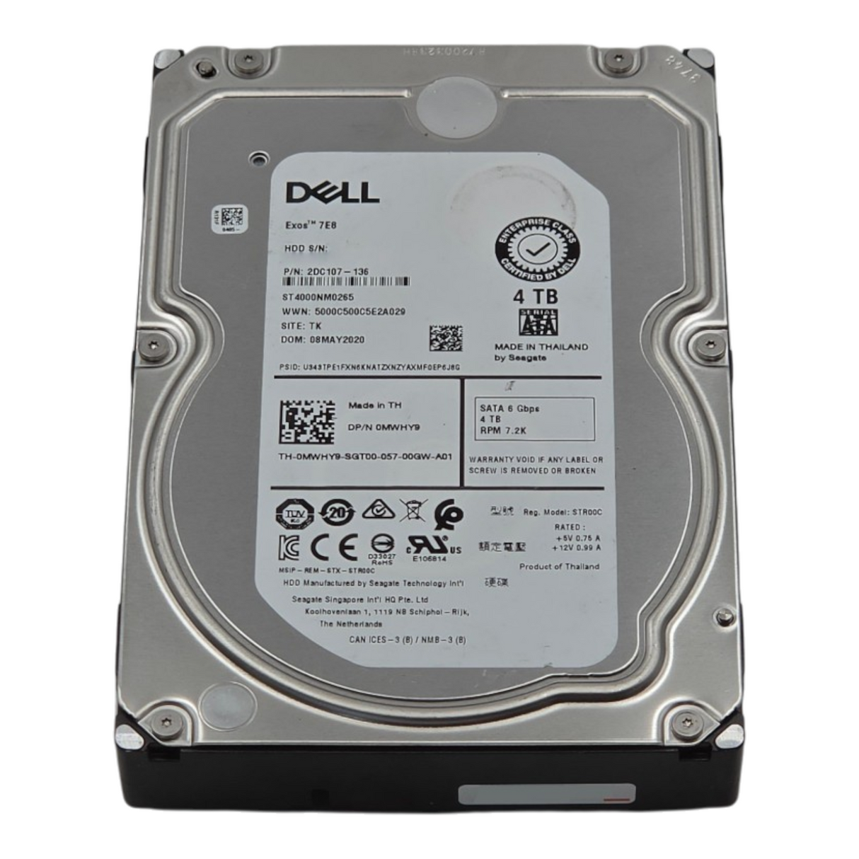 Dell MWHY9 4TB 7.2K SATA 6G 3.5" 128MB LFF HDD Hard Drive ST4000NM0265 0MWHY9