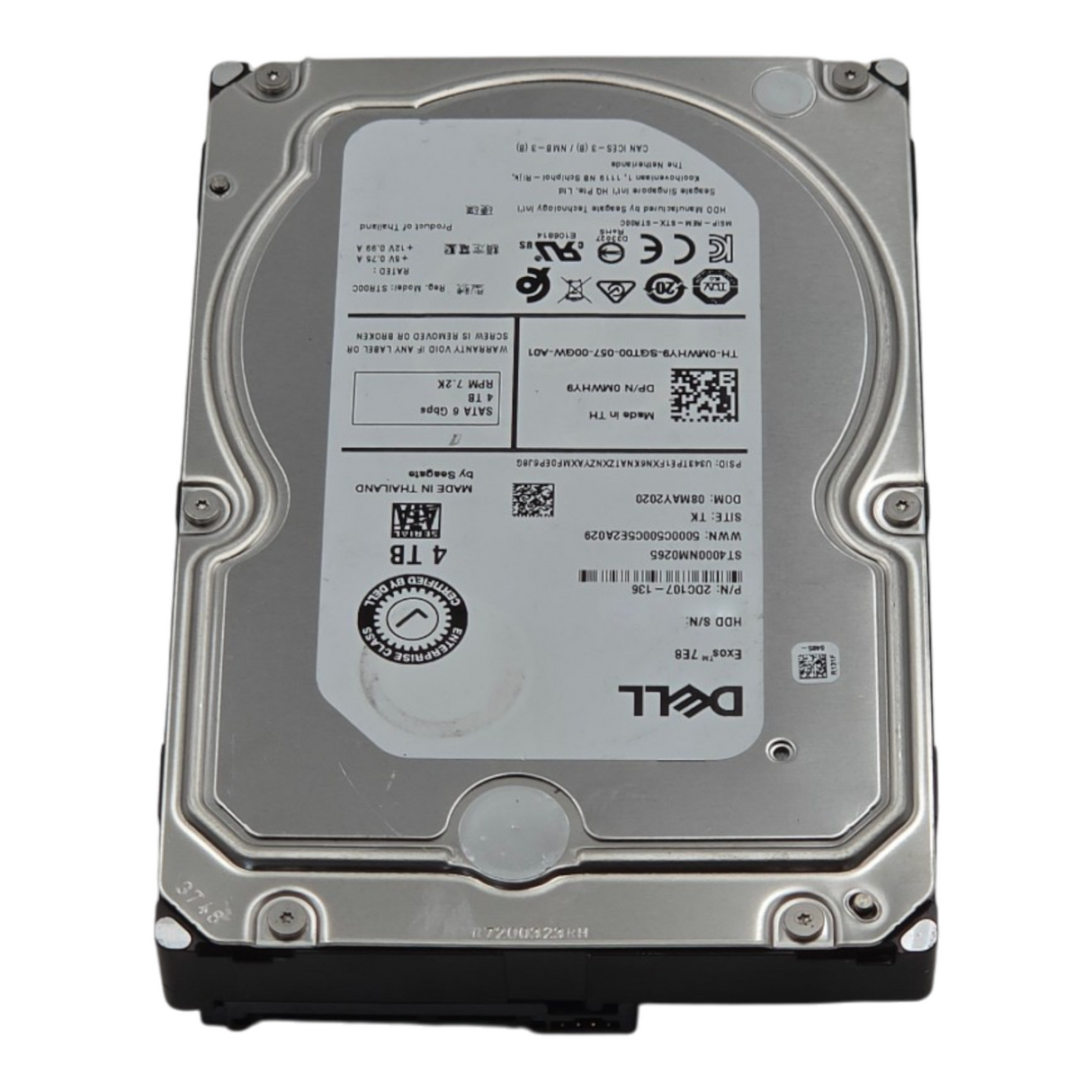 Dell MWHY9 4TB 7.2K SATA 6G 3.5" 128MB LFF HDD Hard Drive ST4000NM0265 0MWHY9