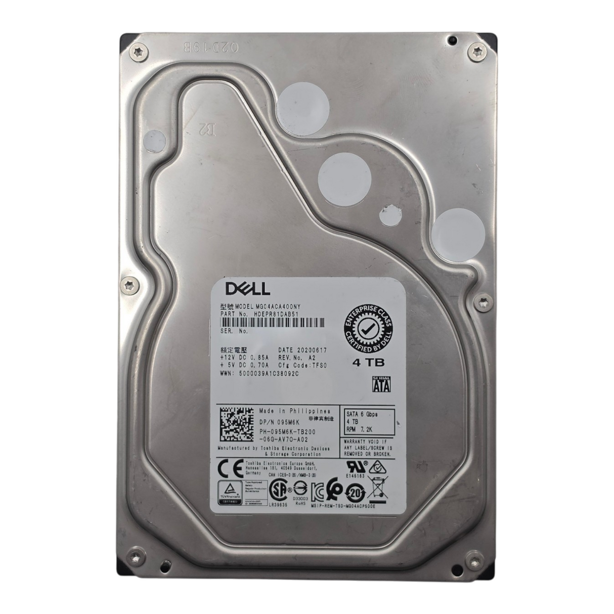 Dell 95M6K 4TB 7.2K SATA 6G 3.5" 128MB LFF HDD Hard Drive MG04ACA400NY 095M6K
