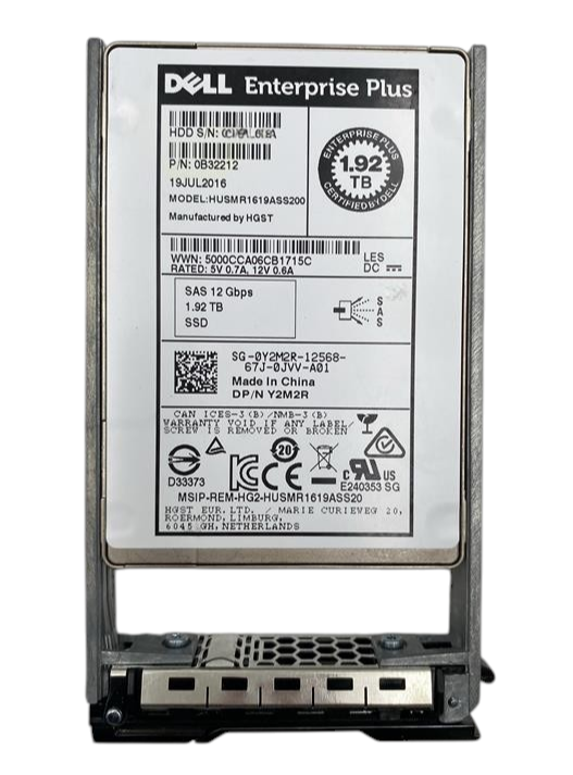 NEW Dell Compellent 1.92TB 12G SAS RI 2.5" SSD Y2M2R HUSMR1619ASS200 in Caddy