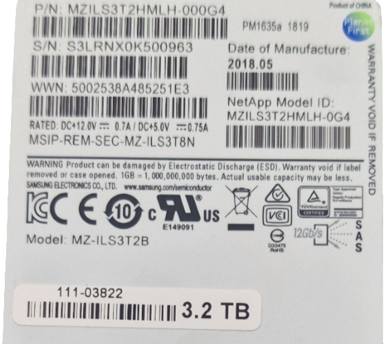 NetApp 3.2TB SSD SAS 12G MU Solid State Drive E-X4079A 111-03822 DE5600