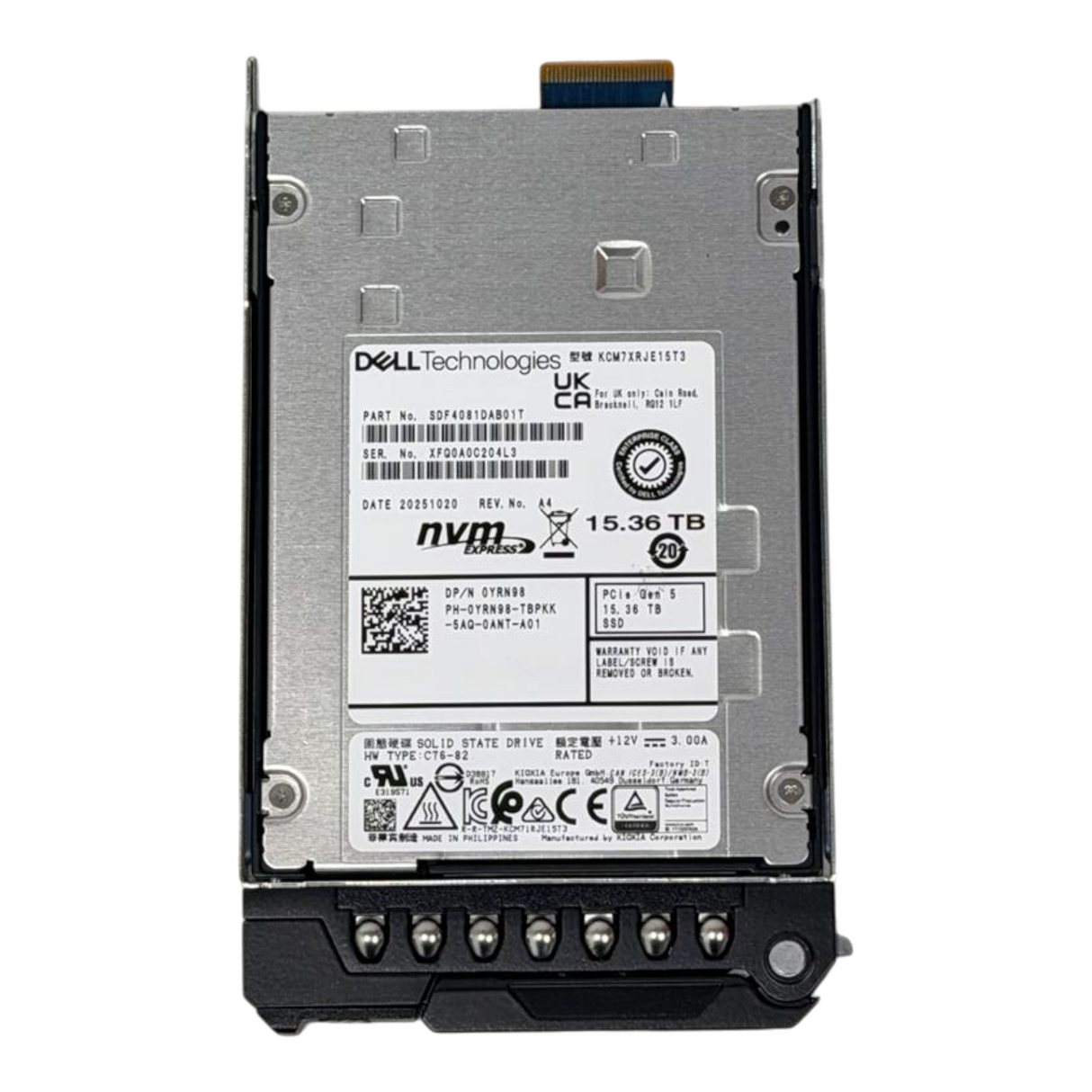 Dell 15.36TB PCIe Gen 5 NVMe Read Intensive E3.S SSD Drive YRN98 KCM7XRJE15T3