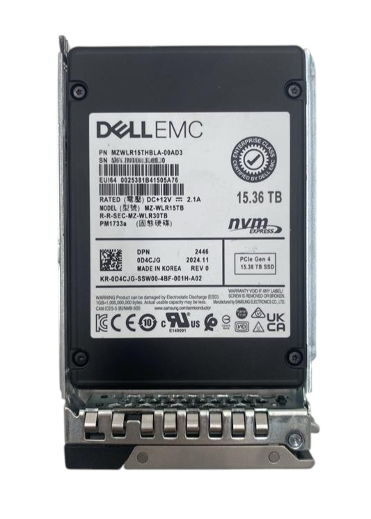 Dell 15.36TB PCIe 4.0 NVMe RI U.2 2.5" SSD + 14-17th Gen Caddy MZ-WLR15TB D4CJG